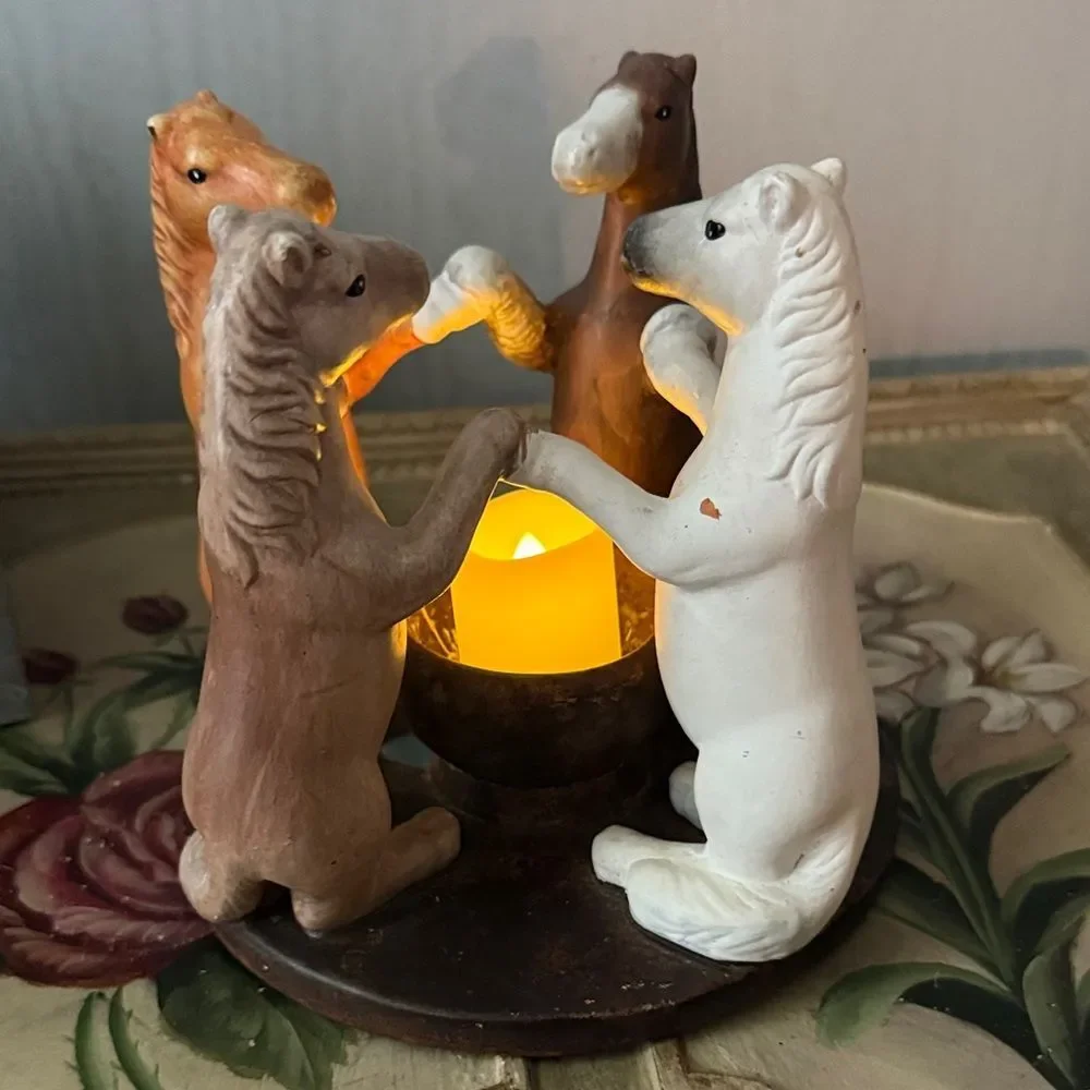 Vintage 2002 PENCO HORSES Circle of Friends Candle Holder